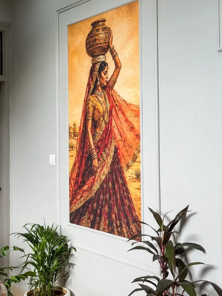Painting of a Rajasthani woman carrying a pot