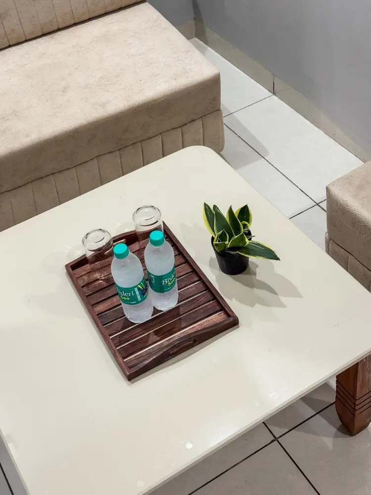 Welcome tray with drinking water bottles